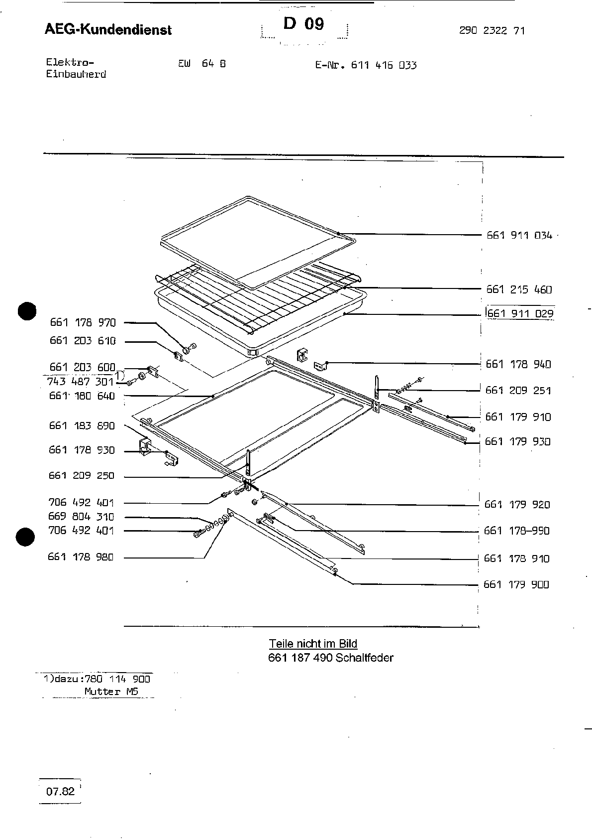 Explosionszeichnung AEG 61141603300 EW 64 B