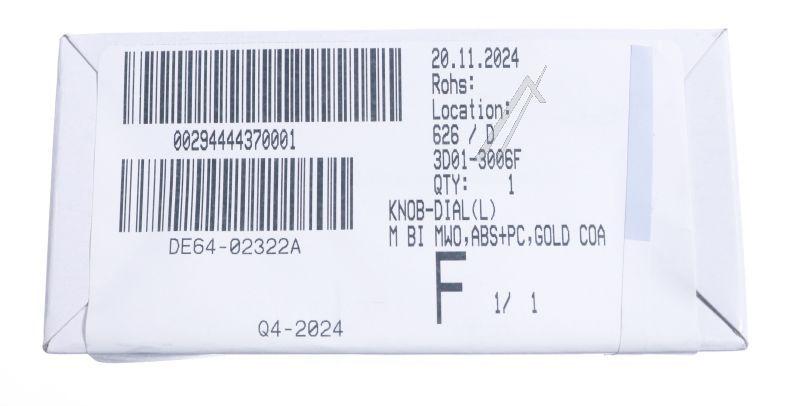 Samsung DE6402322A Bediendrehknopf - De64-02322a drehknopf(l):m bi mwo,abs+pc,gold beschichtet