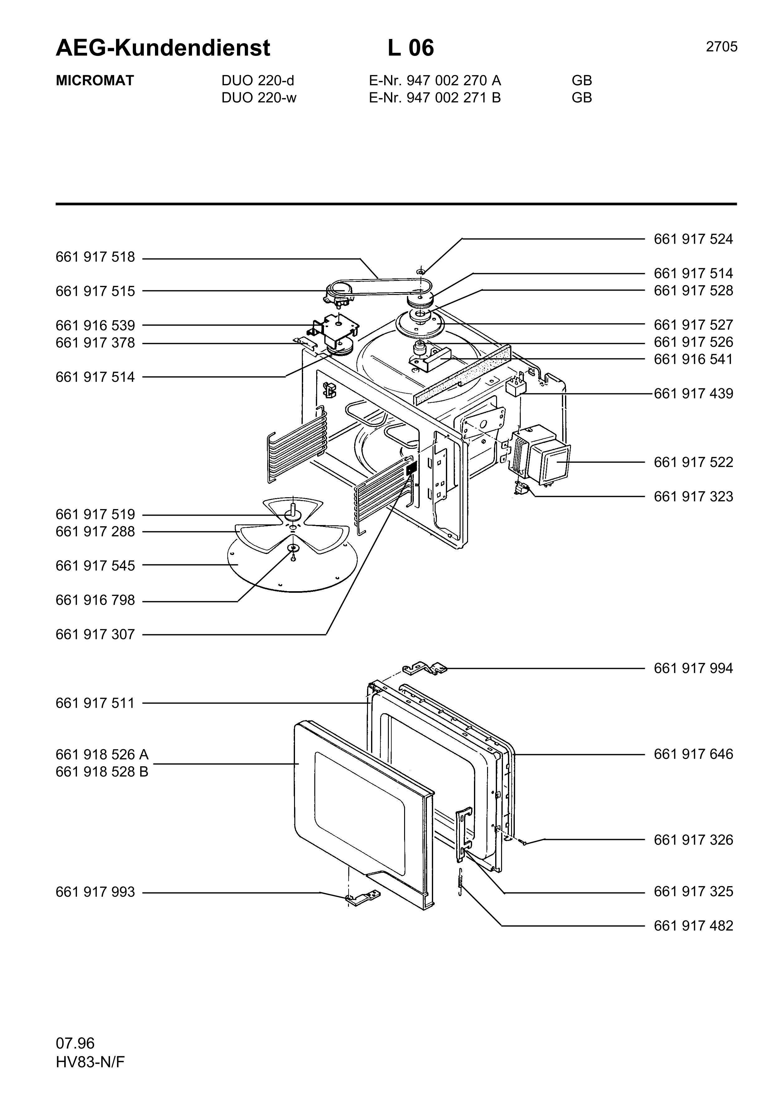 Explosionszeichnung AEG 94700227100 Micromat Duo 220 W
