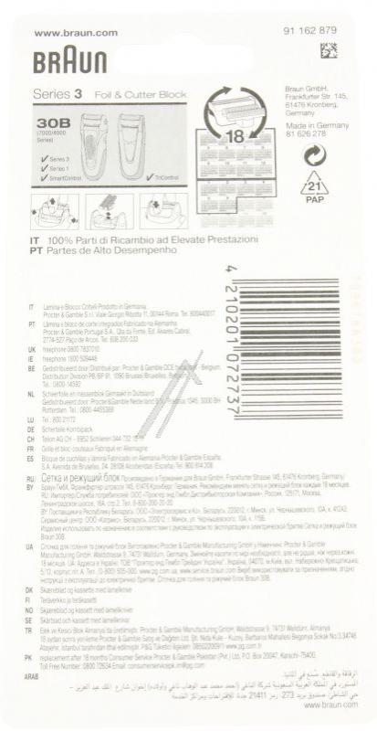 Braun Series 3 Scherkopf Kombipack 30B für Rasierer 81626278 Ersatzteil