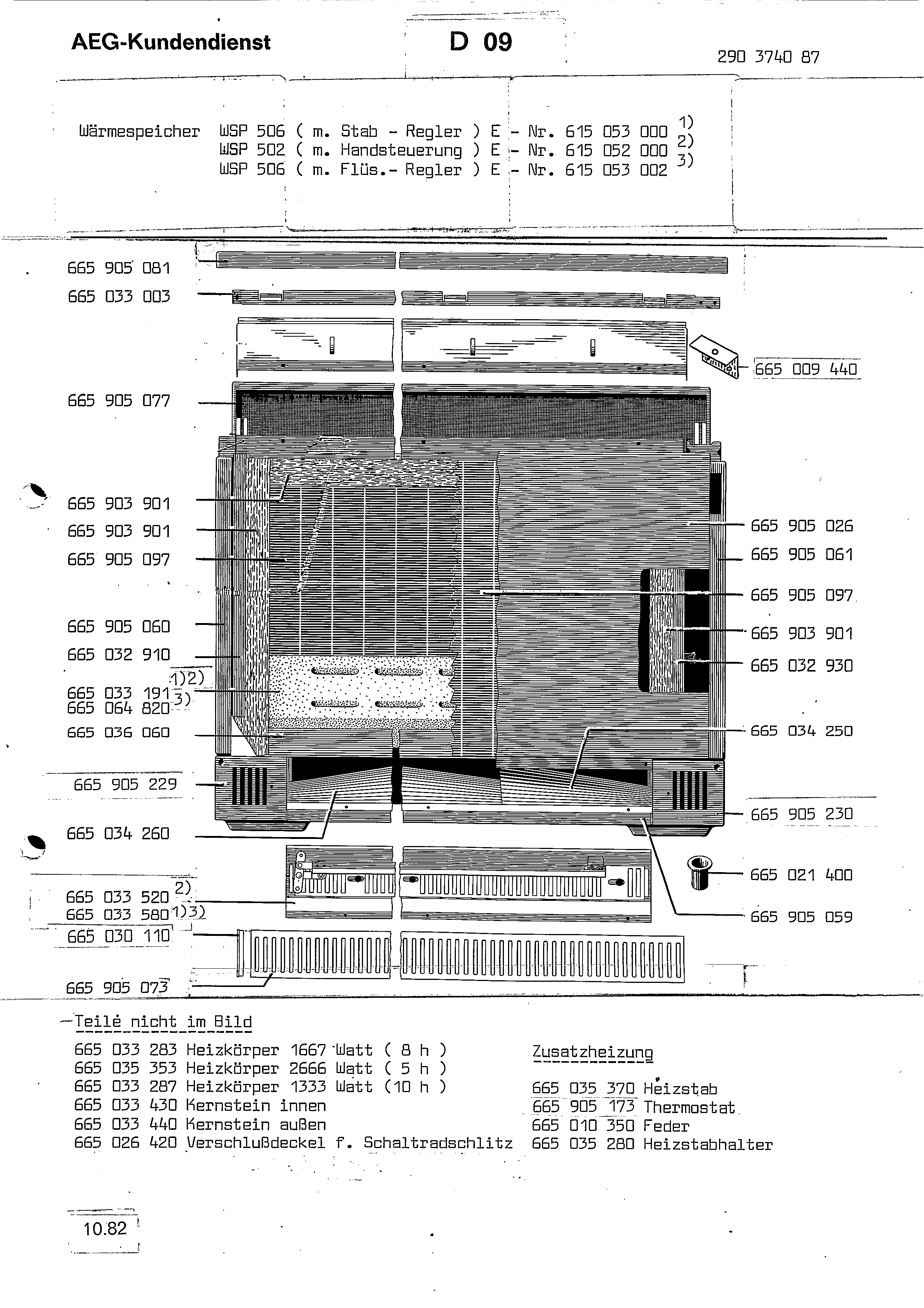 Explosionszeichnung AEG 61505300200 WSP 506
