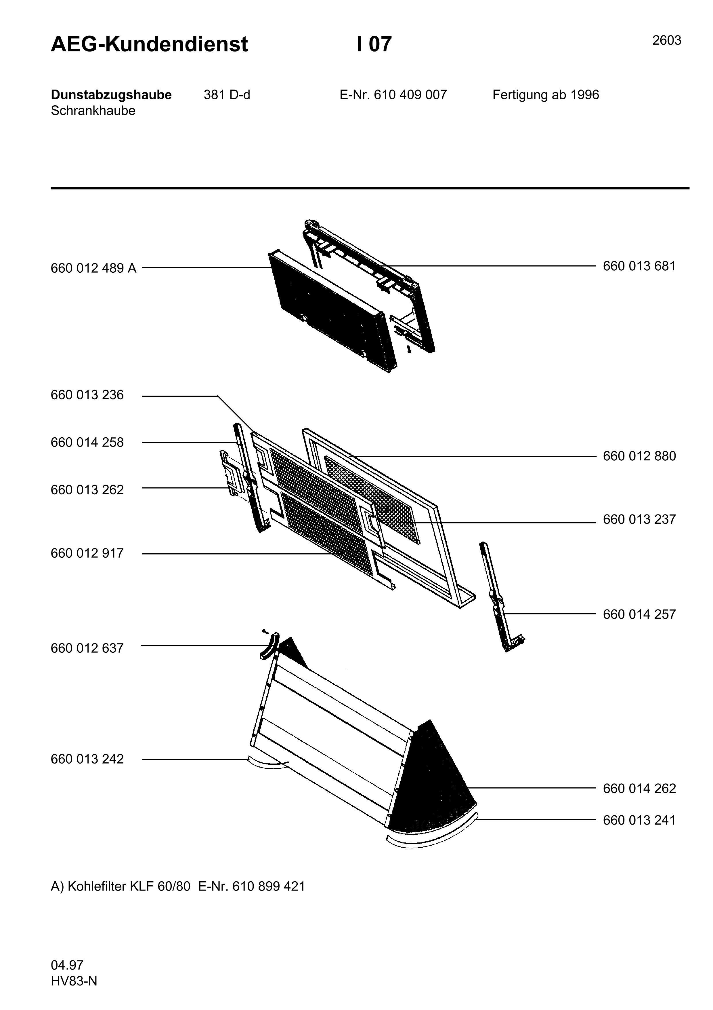 Explosionszeichnung AEG 61040900700 381 D - D