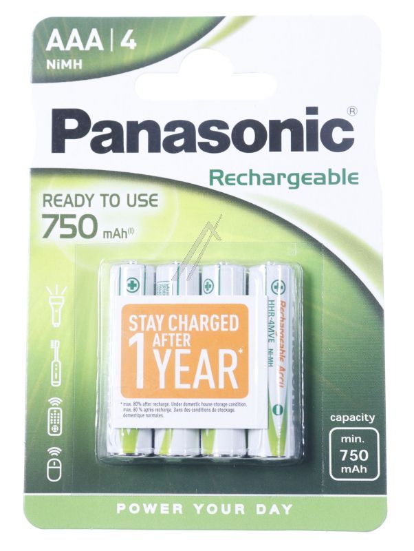 Panasonic HHR4MVE4BC Mikroakku AAA 1,2V - Lr03 hhr-4mve/4bc ready to use rechargeable aaa 750mah 4er blister