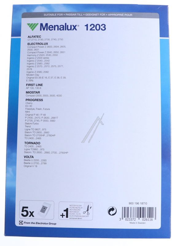 AEG Electrolux 9001961870 Staubsaugerbeutel - 1203 5bags+1mcf+1(mfc mf)casse