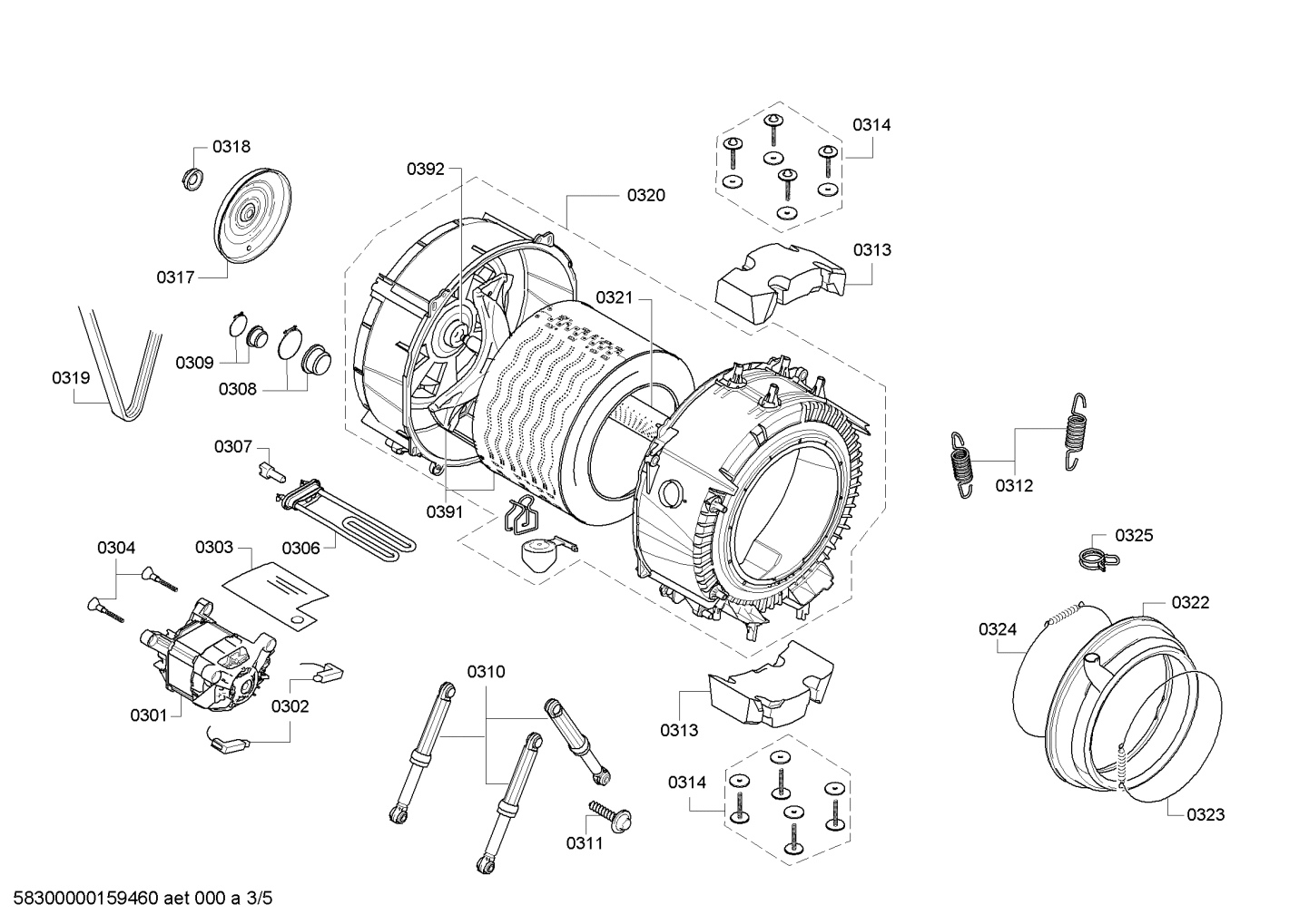 Explosionszeichnung Siemens WM12Q46SIT/12 iQ500 sportGenius