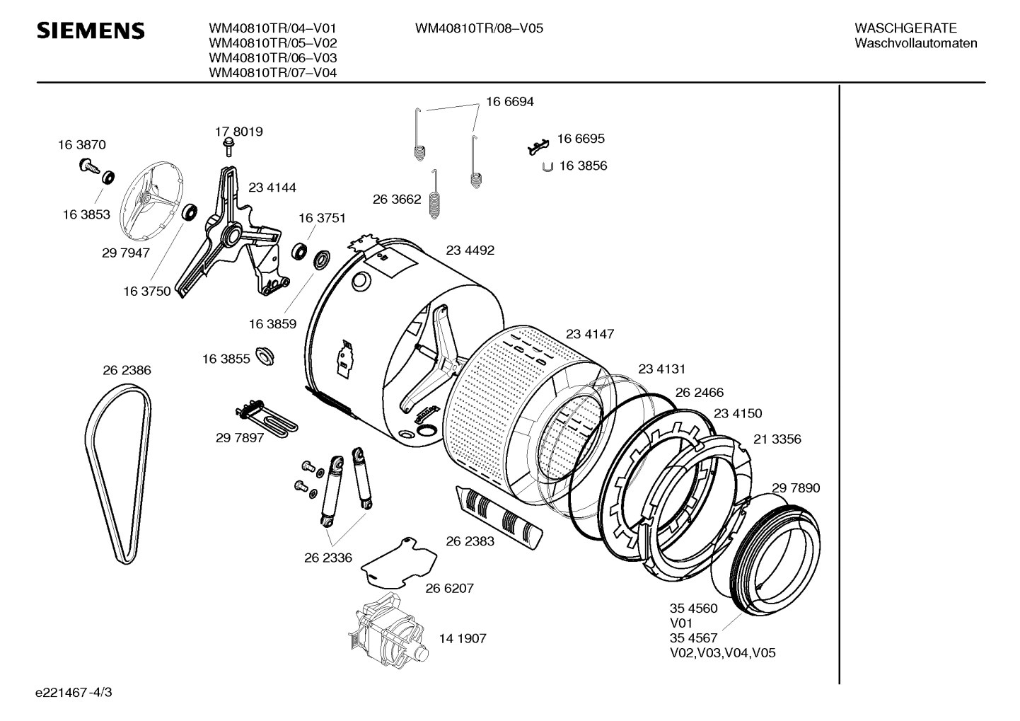 Explosionszeichnung Siemens WM40810TR/08 SIWAMAT 4081