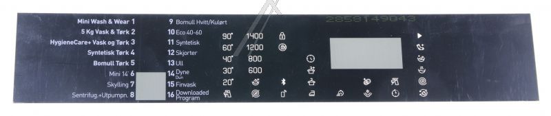 Arcelik Grundig Beko 2858149043 Schalterblende - Inlay-norsk Arcelik Grundig Beko 2858149043 Schalterblende - Inlay-norsk