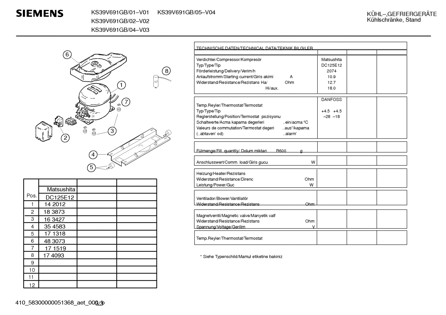 Explosionszeichnung Siemens KS39V691GB/04 Explosionszeichnung Siemens KS39V691GB/04