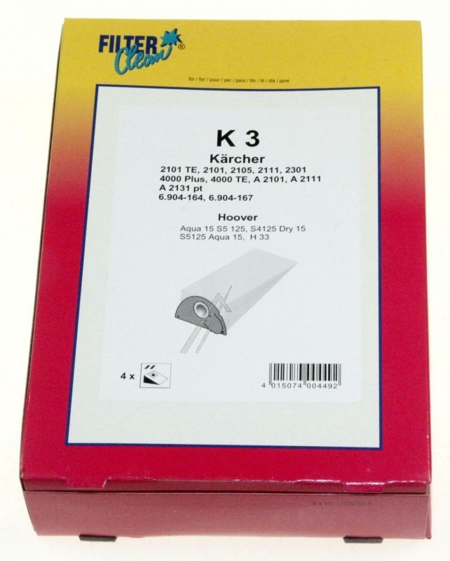 Filter Clean 000275K Staubsaugerbeutel - K3 000275-k staubsaugerbeutel 4 stück. Filter Clean 000275K Staubsaugerbeutel - K3 000275-k staubsaugerbeutel 4 stück.